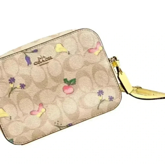 Coach Mini Camera Bag in Signature Canvas w/ Dreamy Veggie Print and Yellow Trim - Picture 4 of 8